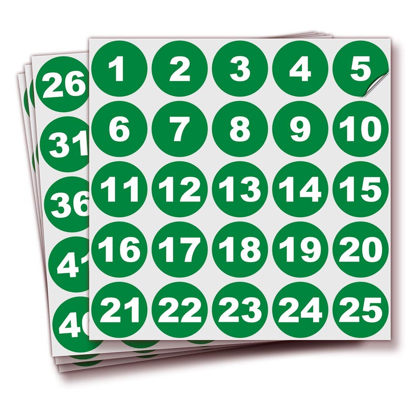 iSYFIX Green Consecutive Number Stickers â€“ 1 to 100, 1.5-inch, 1 set â€“ Vinyl Self Adhesive Premium Decal, Ideal for Inventory, Storage, Organizing, Boxes, Bins, Toolbox, Lockers & More, Indoor/Outdoor - Image 1